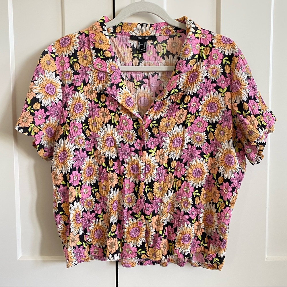 Forever 21 Pleated Floral Shirt